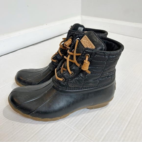 Sperry Saltwater Quilted Duck Boots Size 8 Black Snow Boots - Picture 1 of 11